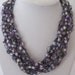 Crocheted Ladder Yarn Necklace in soft yellow & lavendar