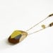 KARVE one-of-a-kind, mustard yellow, grey and gold leafed faceted wood and leather necklace: no. 21 of 100