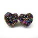 Druzy Drusy Heart Stud Earrings Gold and Purple Titanium