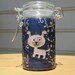Small Glass Stash Jar : Latch-Top Jar - Puppy Dog over Navy Blue
