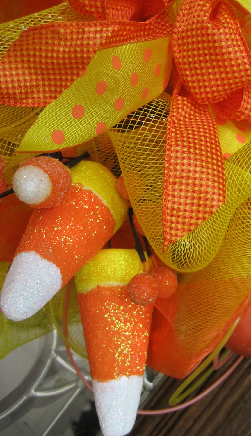 30 Deco Mesh BOO CANDY CORN Wreath