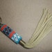 Hand Beaded Peyote Stitch Keychain on Brass and Leather