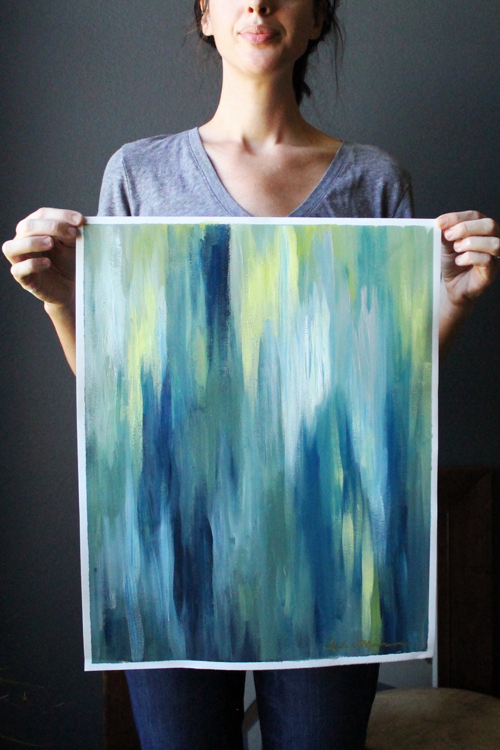 16x20 Abstract Ikatinspired Painting on Unstretched Canvas.