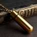 Secret Capsule Necklace - Poison Pill Box - Message in a Bottle - Gold Brass