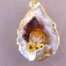 Druzy Geode Half with Citrine Point Pendant ready to put on chain