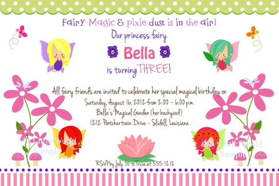 Fairy Garden Invitation, garden fairy birthday, and address labels, banners, gift tags and more with DIY Printable Il_570xn