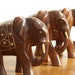Wooden Elephant Figurines with Inlaid Bone, Set of Three
