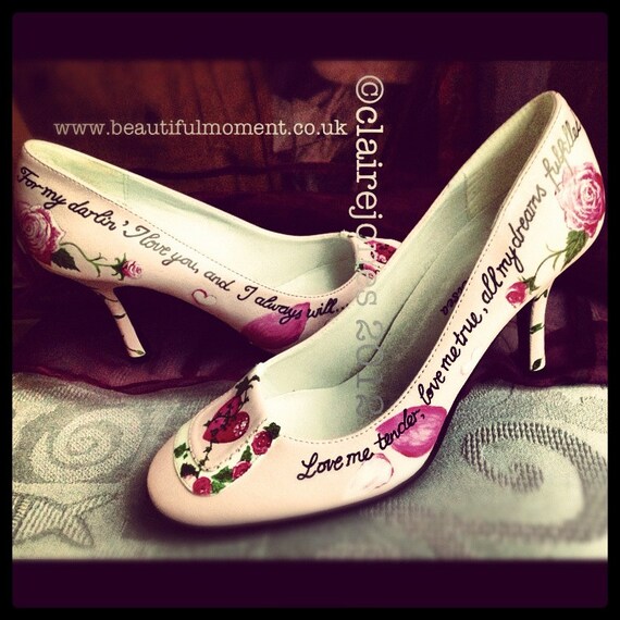 Items Similar To Hand Painted Bespoke Wedding Shoes UK On Etsy   Il 570xN.376728829 Ke3d 