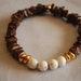 Men's White Turquoise and Coconut Wood Bracelet