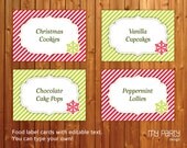 Green & Red Christmas Party - PRINTABLE Food Label, by MyPartyDesign - Instant Download Il_170x135