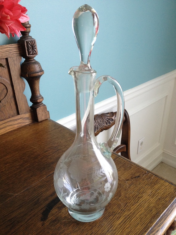 Vintage Etched Glass Wine Decanter With Glass Stopper   Il 570xN.352820723 7jhv 