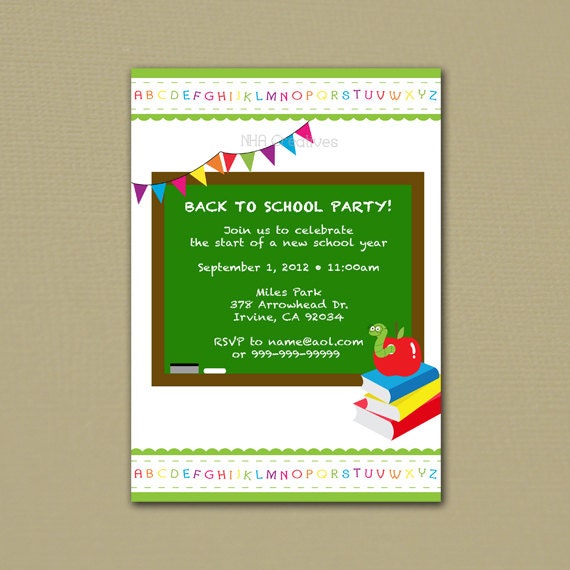 Back To School Birthday Party Invitations 3