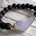 Pale Blue Druzy / Drusy and Wood Stretch Bracelet
