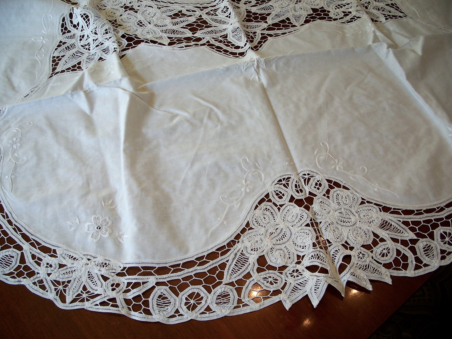 Battenburg Lace Tablecloth Never Used Vintage Cotton White