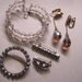 Vintage Aurora Borealis Memory Wire Crystal Bracelet Plus Rhinetones and Crystal Earrings costume jewelry lot blue destash