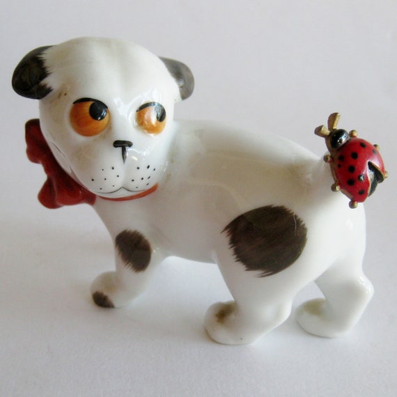 Vintage Antique German Porcelain Pfeffer Bonzo Dog with Lady