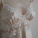 Vintage nightgown nude nylon & lace sexy backless beauty M