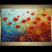 Original Palette Knife Textured Oil Painting Red Poppies floral fine art by P. Nizamas 3FTx2FT