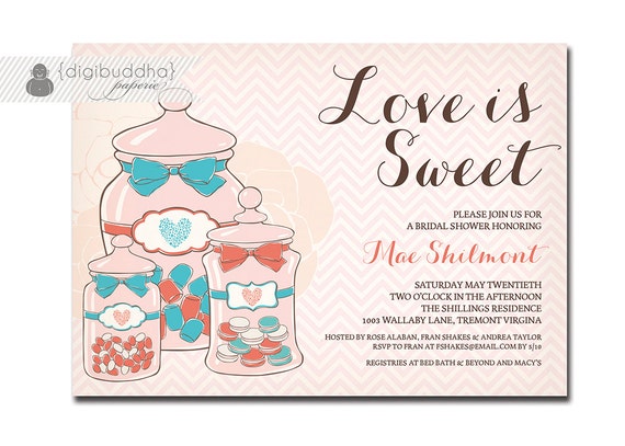 Love Is Sweet Bridal Shower Invitation Wording 1