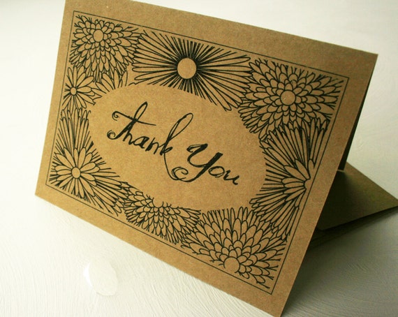 Items similar to Recycled Thank You Cards, Kraft Paper on Etsy