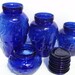 Canister Set of Four, Cobalt Blue Apothecary Glass Jars, Country Kitchen Deco