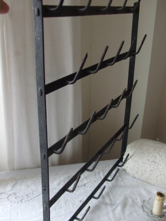 Vintage French bottle drying rack. Wall hanging. Country