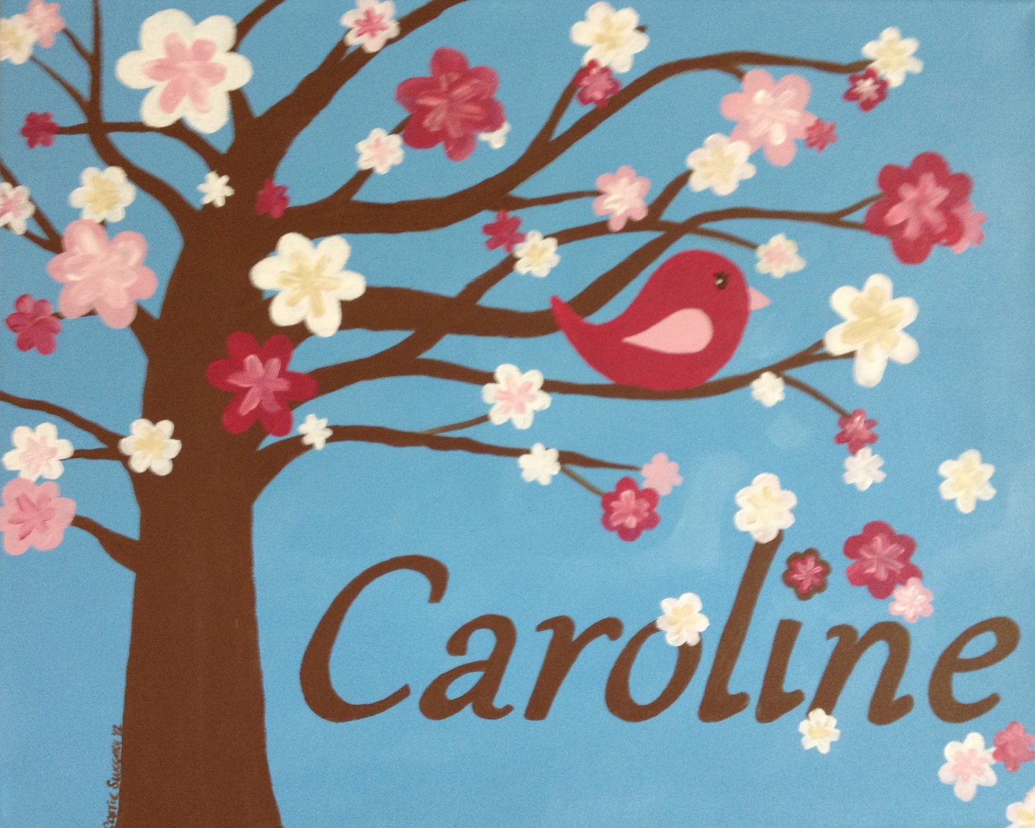 Nursery painting personalized canvas for girl's room 16 x