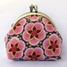 Coin purse Pink Sage green Sakura cherry blossom Change purse kiss lock