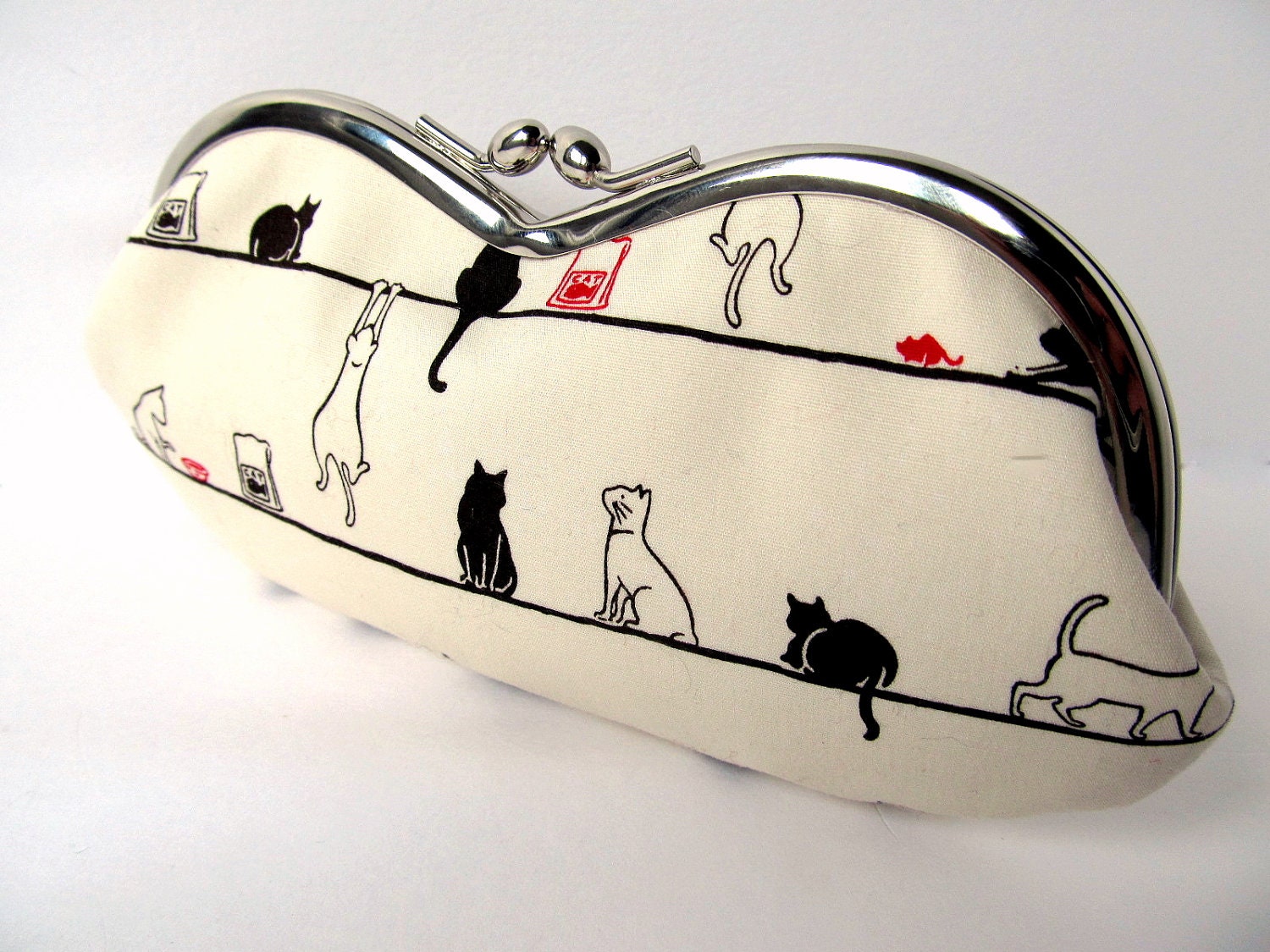 Glasses Case Neutral Red Black cat White cat Soft Eyeglasses