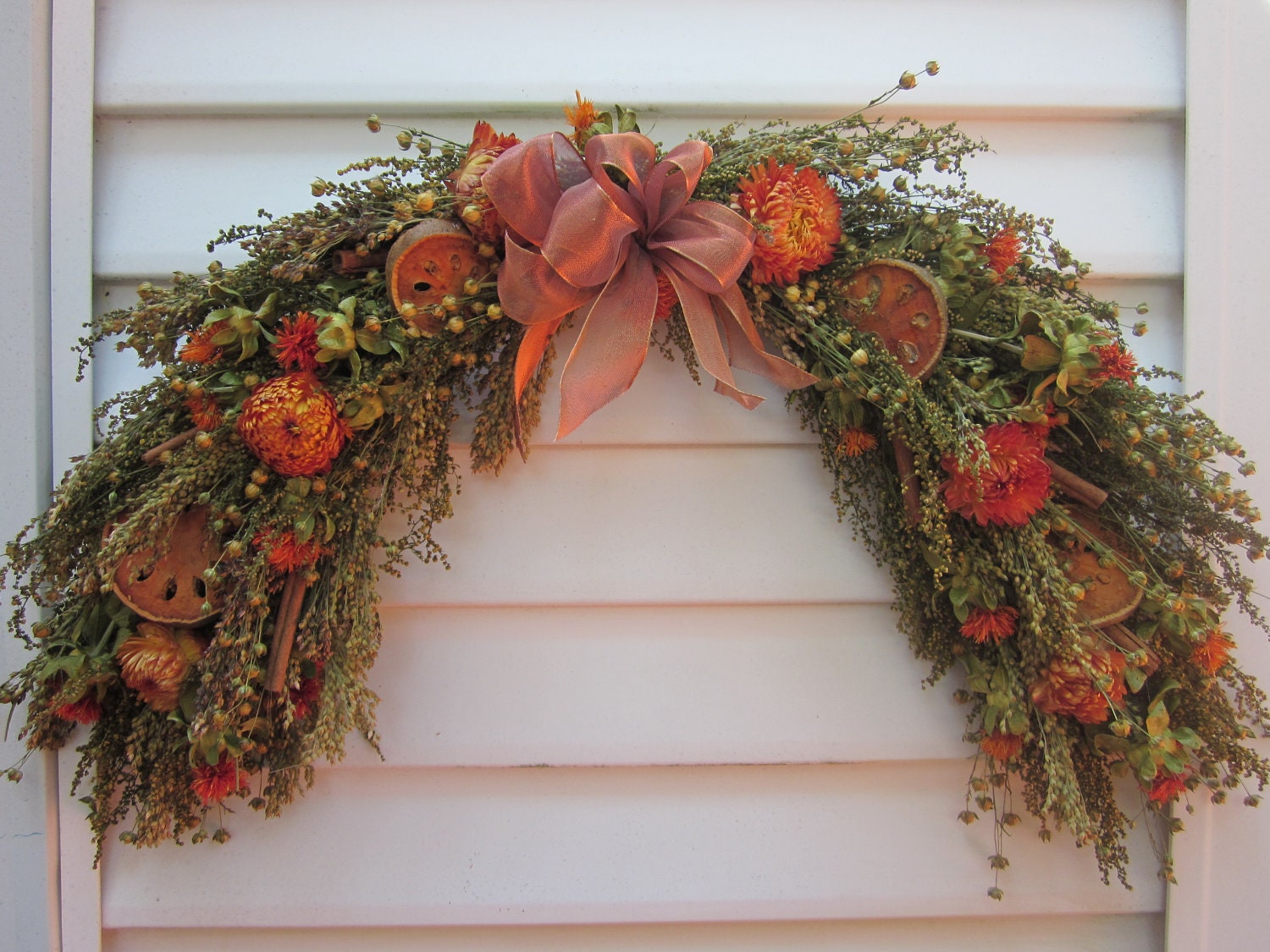 Fall Dried Flower Arch Swag Arrangement Mixed Flowers