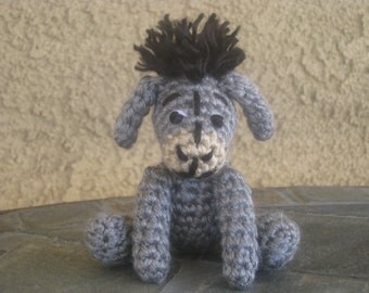 CROCHET PATTERN - Eeyore Miniature Plush Amigurumi Figurine Doll Stuffed Animal Toy Donkey Winnie the Pooh Children Boy Girl tutorial PDF