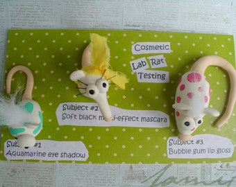 Lab Rat Scientific Cosmetics Study Mice Polymer Clay Art Doll Miniature Ooak Figurine White Rat Mouse Scientific Study