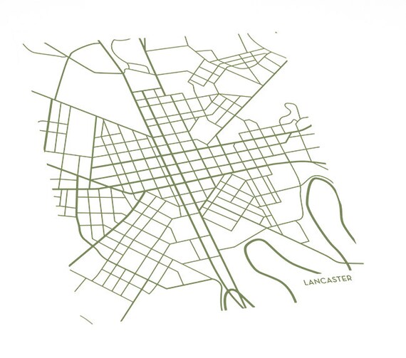 Items similar to Lancaster Pennsylvania Map Print City Art / Street Map Poster / 8x10 / Choose ...
