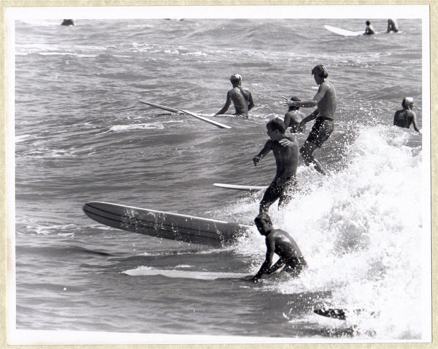 Vintage 1967 Black and White Surfing Photo Galveston by GipsyStyle