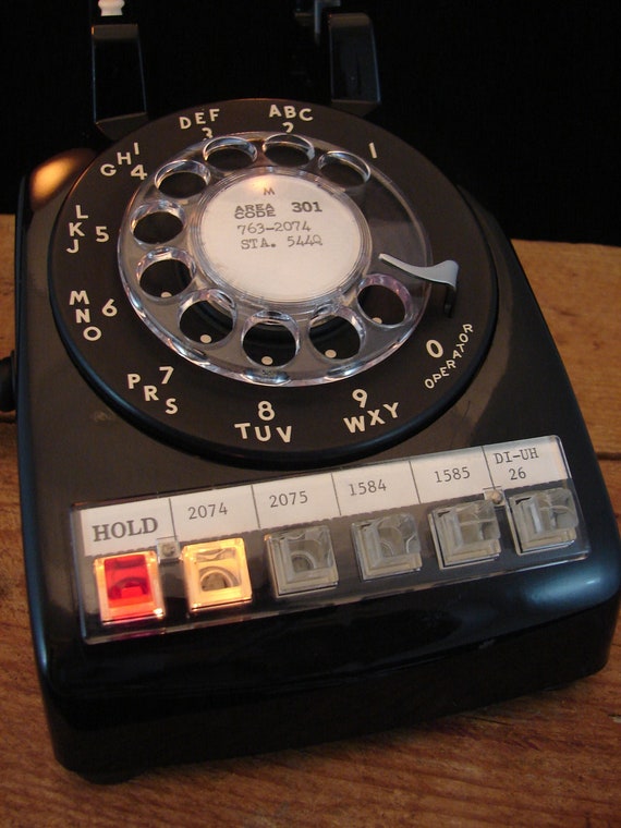 Vintage Black Rotary Phone Lamp with Blinking Multi-line