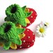 Knit Baby booties "Strawberry Fairy", hand knit baby girls shoes ,strawberry baby booties / size 0-3M