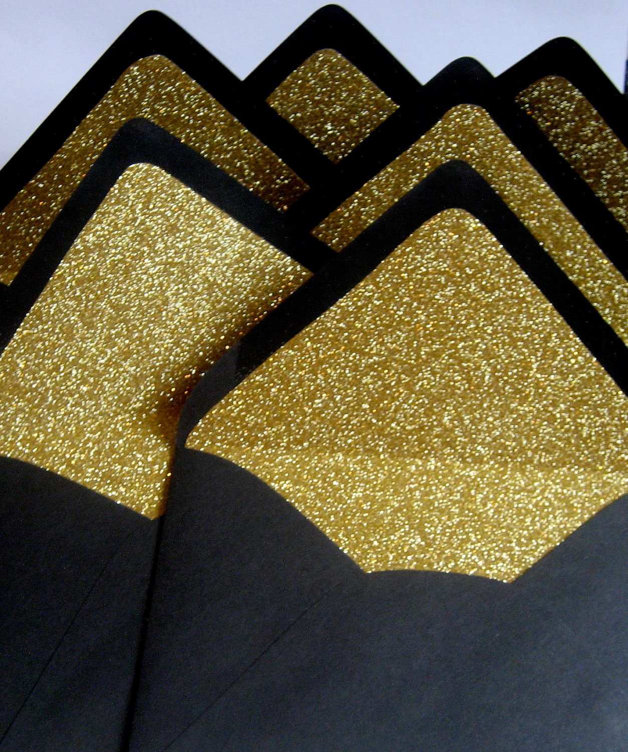 Black and Gold Glitter Lined Envelopes