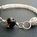 Bracelet -Star Storm- Viking Knit Banded Black and White Fire Crackle Agate - Free Shipping in USA