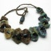 Handmade needle felted necklace with wooden beads