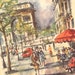 Vintage Pair of Paris Prints circa 1960s Arc de Triomphe Champs Elysees Notre Dame Siene Booksellers by Artist Arno