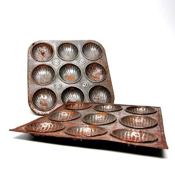 Vintage Baking Madeleine Trays Tin French Cakes Mould