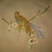 Vintage Beige Linen Table Scarf Embroidery Bright Colored Bird Crochet Trim