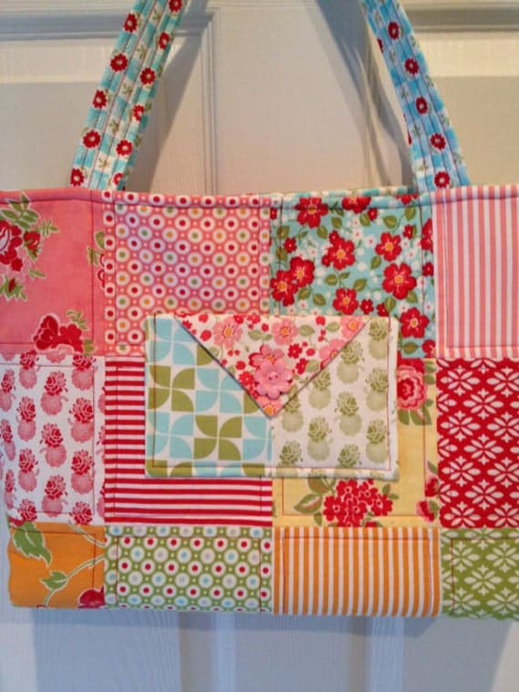 Charm Square Large Tote Bag Moda Fabrics by CincinnatiQuilter