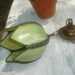 antique brass stain glass ceiling hanging light green/ amber stained glass