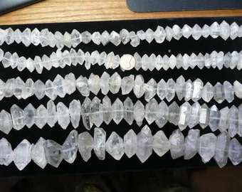 Tibetan Quartz Natural Crystals Double Terminated 16" Strand Drilled Beads