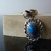 SALE Vintage Silver Native American Style Dainty Necklace with Turquoise Stone Unique Setting Pendant