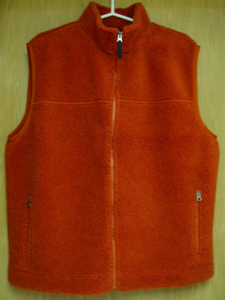 Vintage mens extra large burnt orange fleece zipper vest by