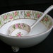 Nippon Bowl Hand Painted with Pink Flowers Green Leaves and Gold Trim