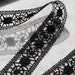 Black vintage antique French linen hand-made lace - yardage