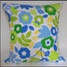 2 Pillow Covers 18x18-Free Shipping - Bright Colorful Blue Green Yellow on White Floral Home Decor Fabric
